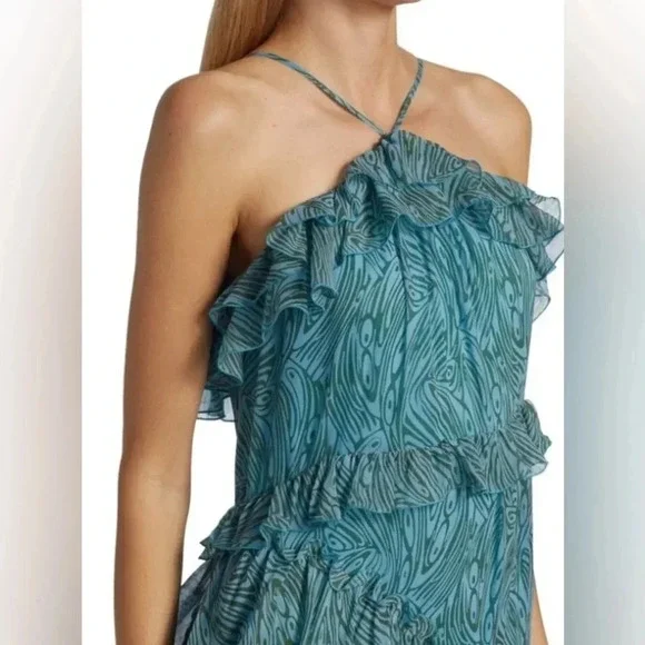 NWT Cinq a Sept Rayner Asymmetric  
Midi Ruffle High Slit Dress - Picture 7 of 11